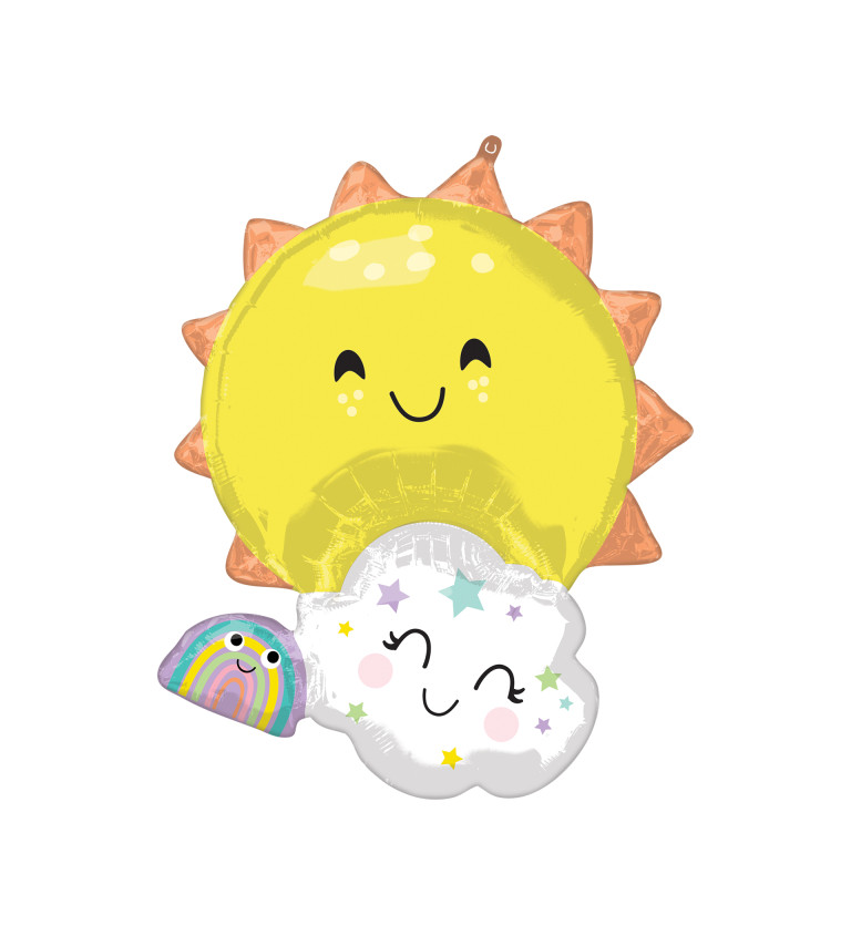 Sluníčko, mrak a duha - fóliové balónky