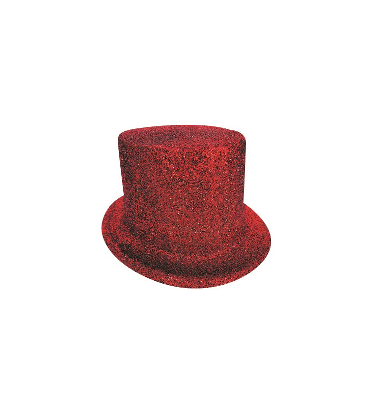 Červený třpytivý klobouk
