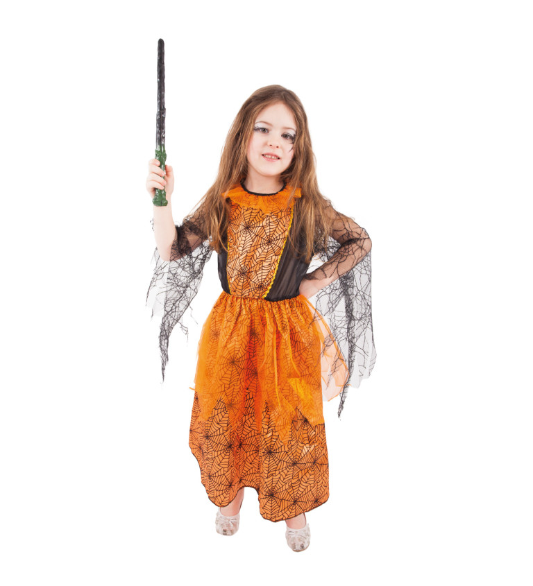 Dětský čarodějnický kostým - oranžový