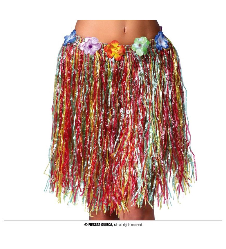 Havajská vícebarevná sukně s květy - krátká
