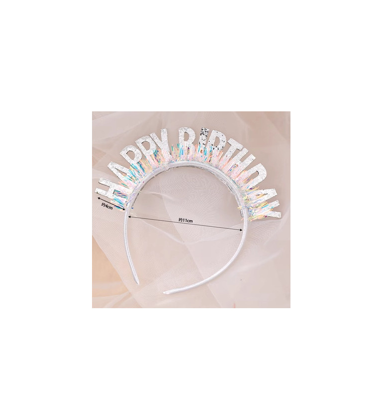 Holografická čelenka Happy Birthday