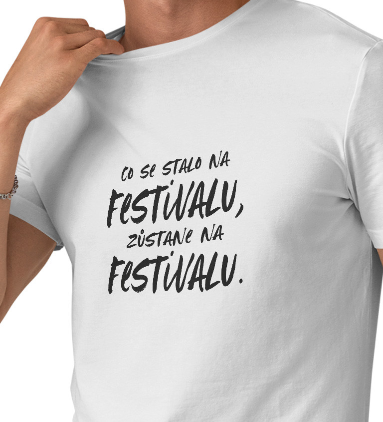 Pánské tričko bílé Co se stane na festivalu S