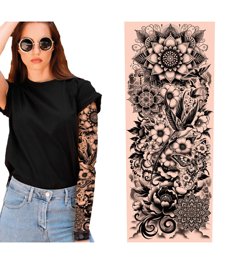 Tetovací rukáv – černobílý