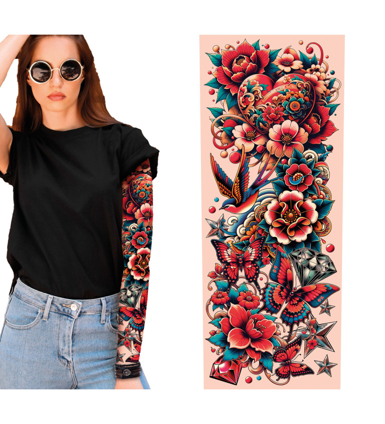 Barevné tetování – rukáv