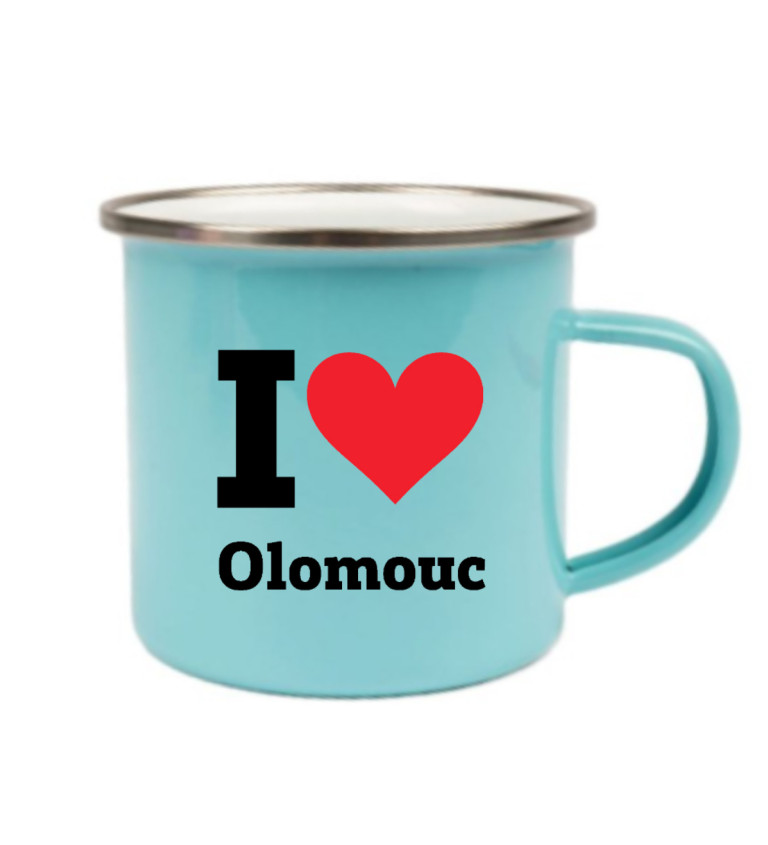 Plecháček modrý Pánské bílé triko I love Olomouc