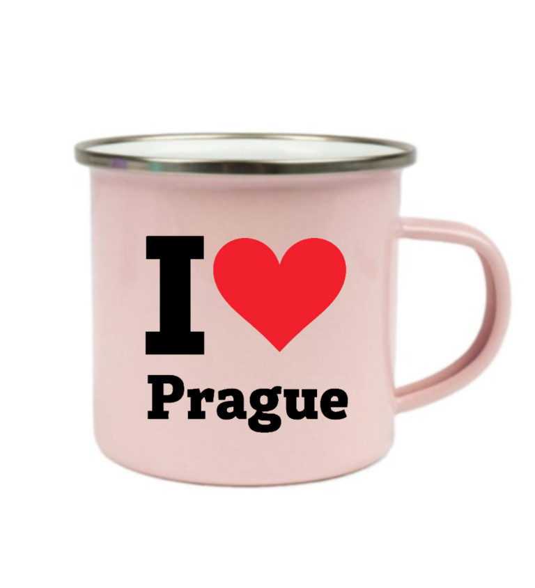 Plecháček růžový Pánské bílé triko I love Prague