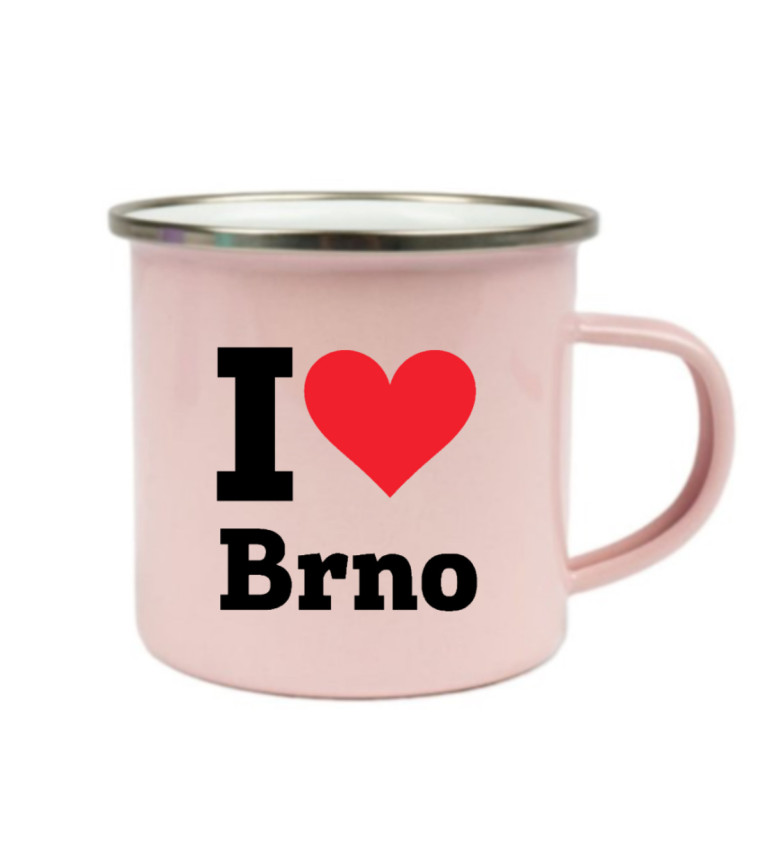 Plecháček růžový Pánské bílé triko I love Brno