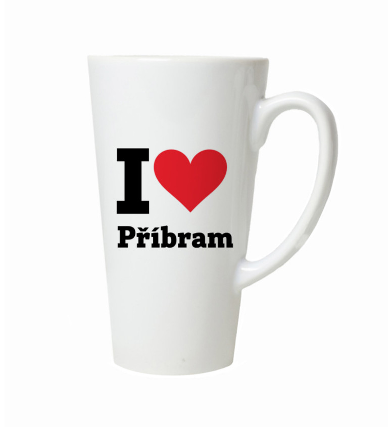 Latte hrnek Pánské bílé triko I love Příbram