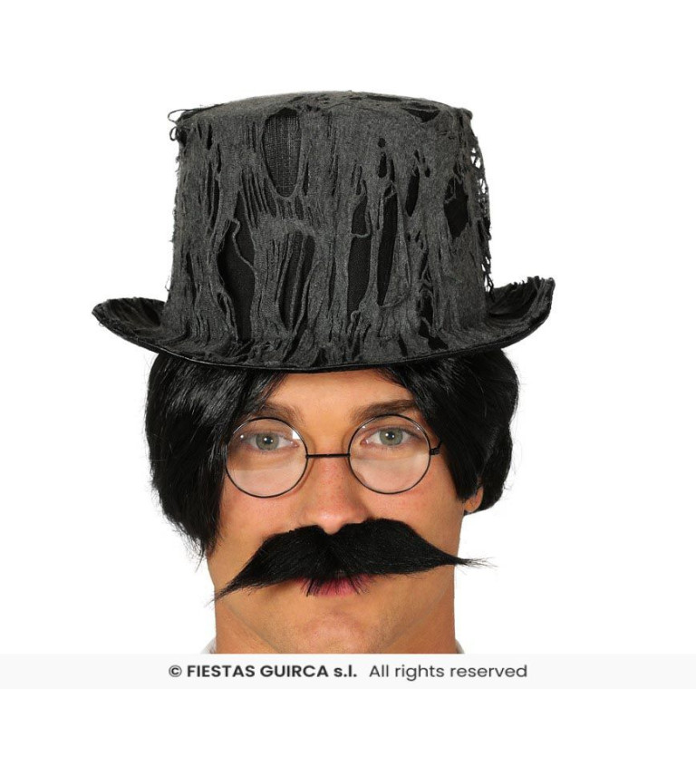 Černý cylindr s motivem pavučin