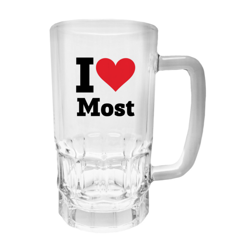 Půllitr s potiskem - I love Most, 500 ml