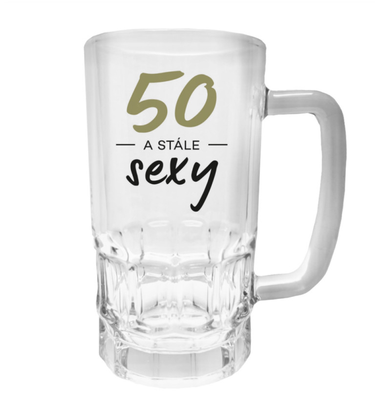 Půllitr s potiskem - 50 a stále sexy, 500 ml