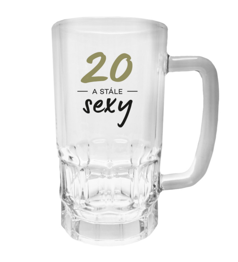 Půllitr s potiskem - 20 a stále sexy, 500 ml