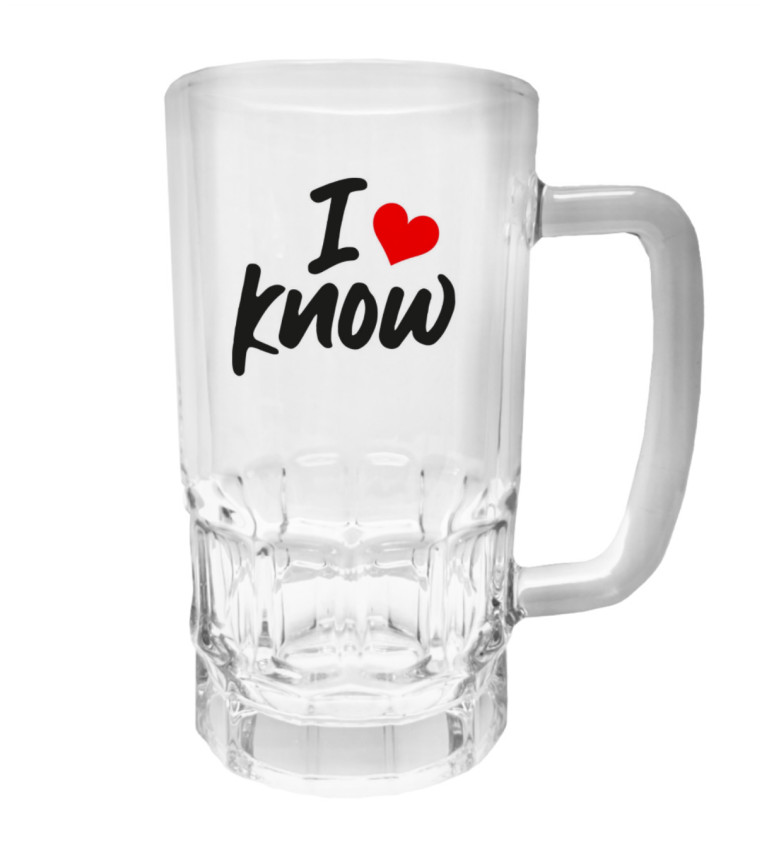 Půllitr s potiskem - I know, 500 ml