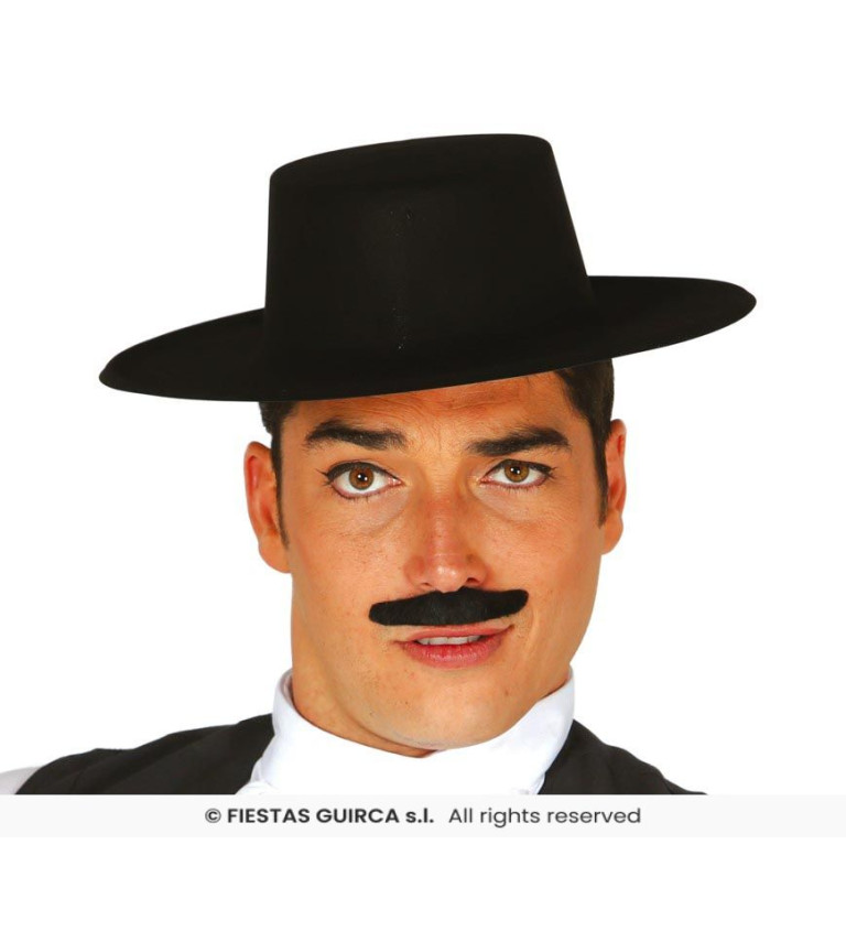 Semišový flamenco klobouk – černý