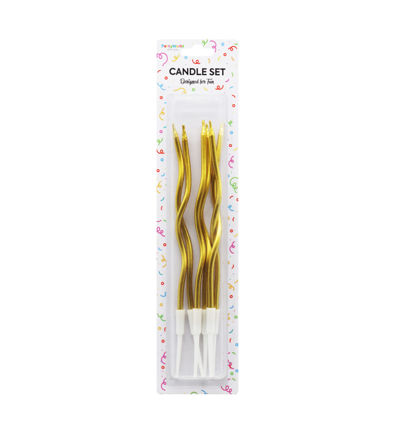 Spirálové narozeninové svíčky ve zlaté barvě – 6 ks