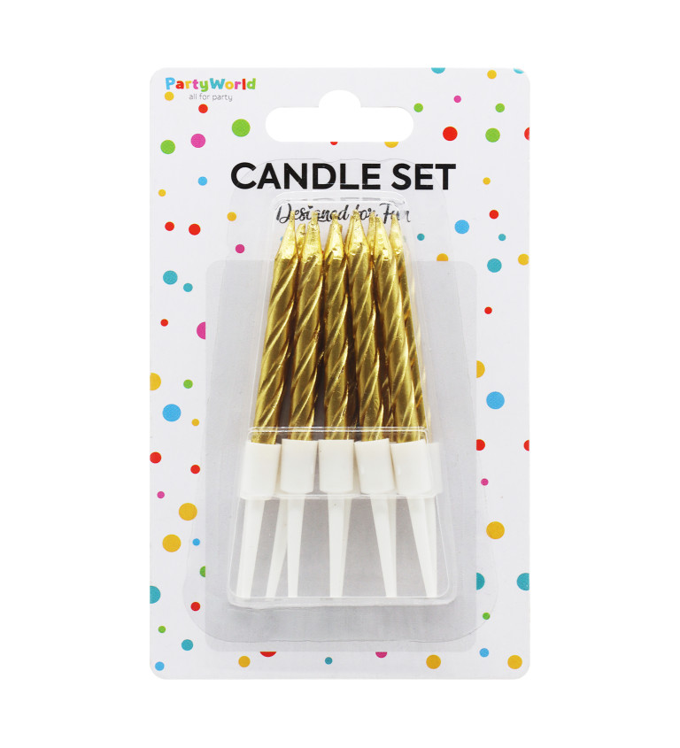 Spirálové narozeninové svíčky ve zlaté barvě – 10 ks