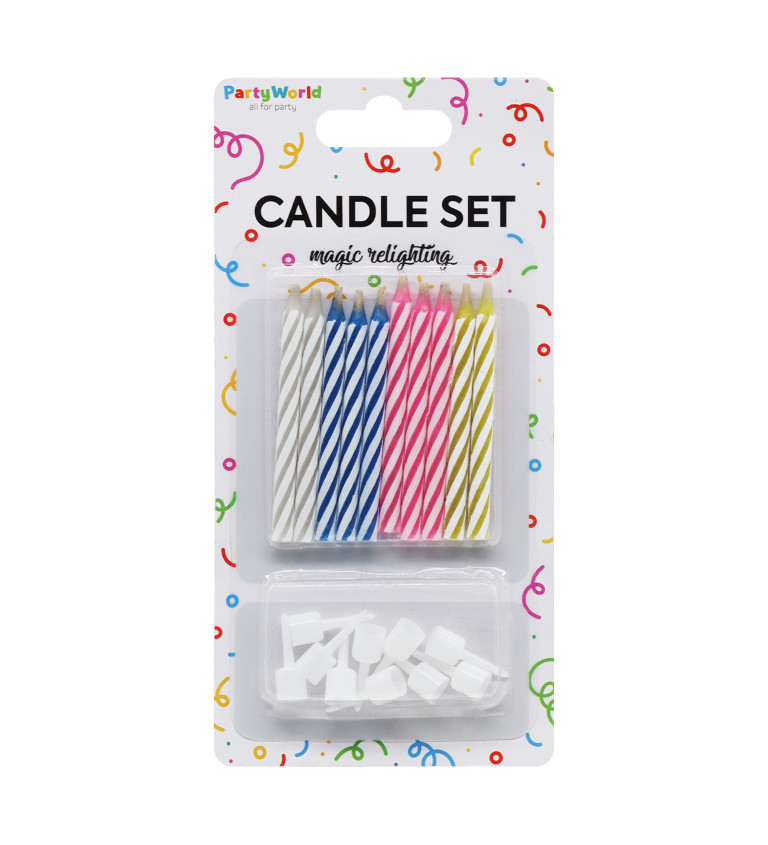 Zábavné nesfouknutelné svíčky na dort – 10 ks