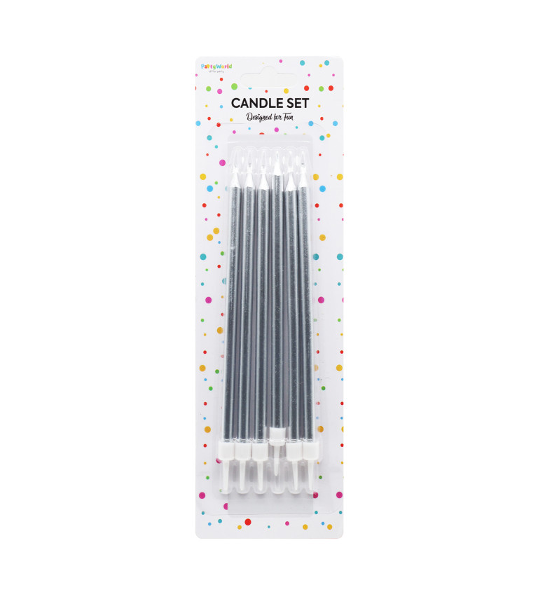 Narozeninové svíčky ve stříbrné barvě – 6 ks