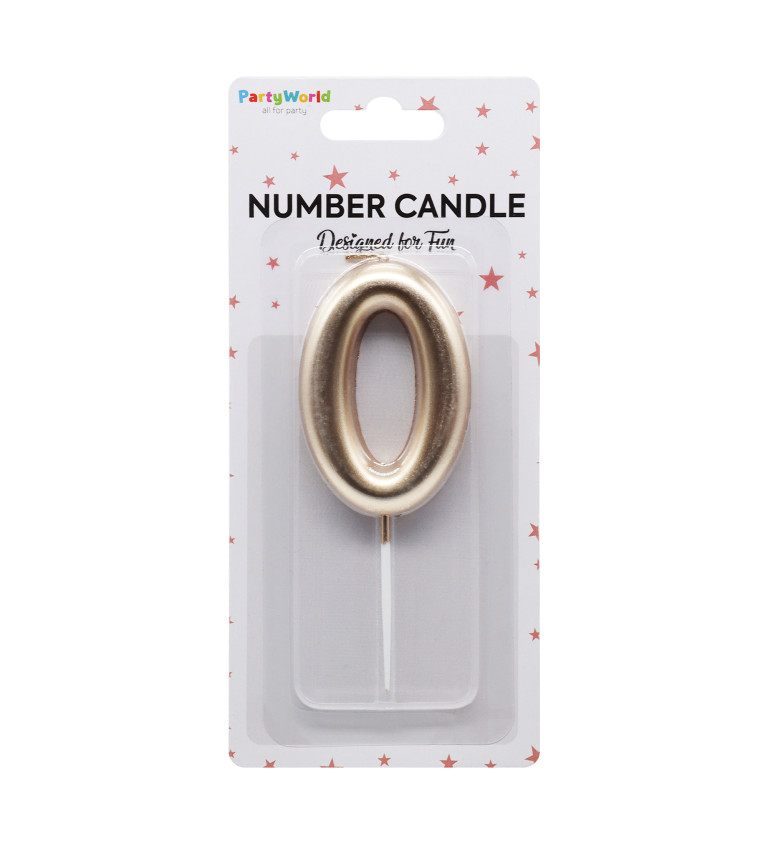 Rosegold narozeninová svíčka: číslo 0