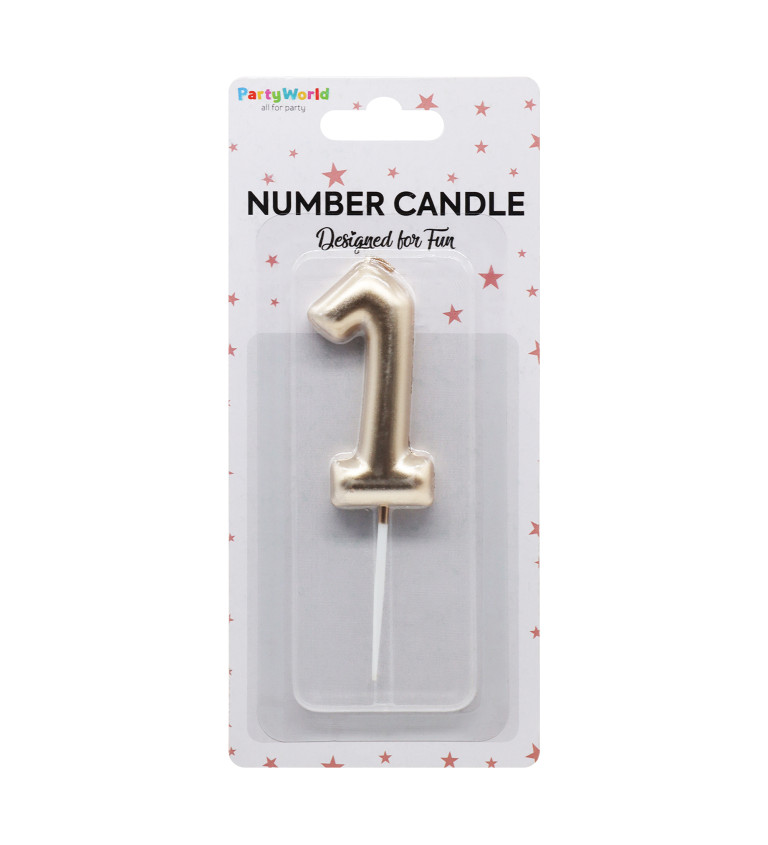 Rosegold narozeninová svíčka: číslo 1