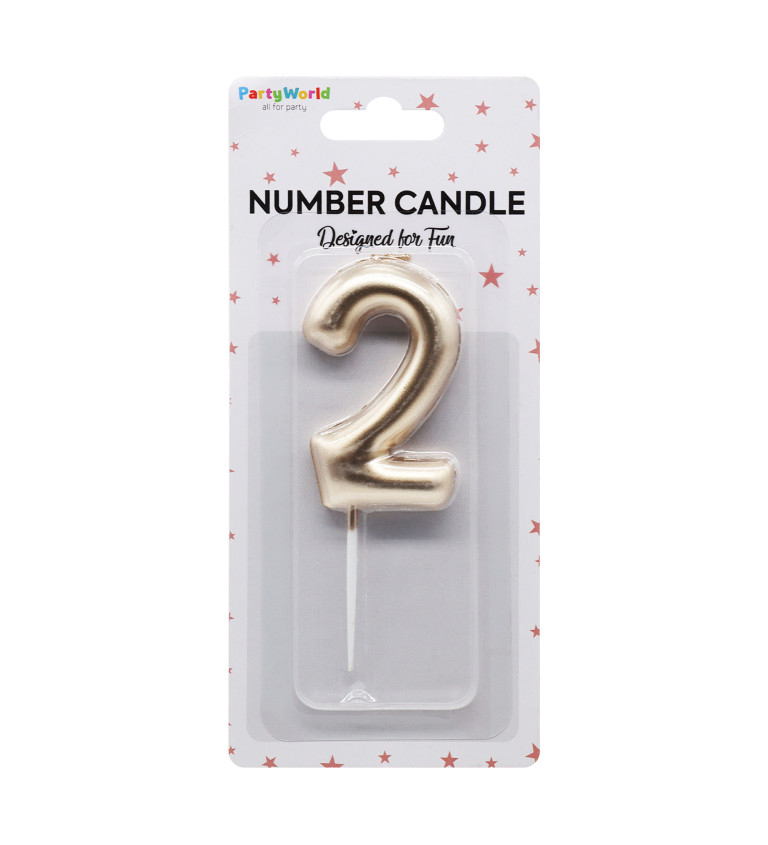 Rosegold narozeninová svíčka: číslo 2