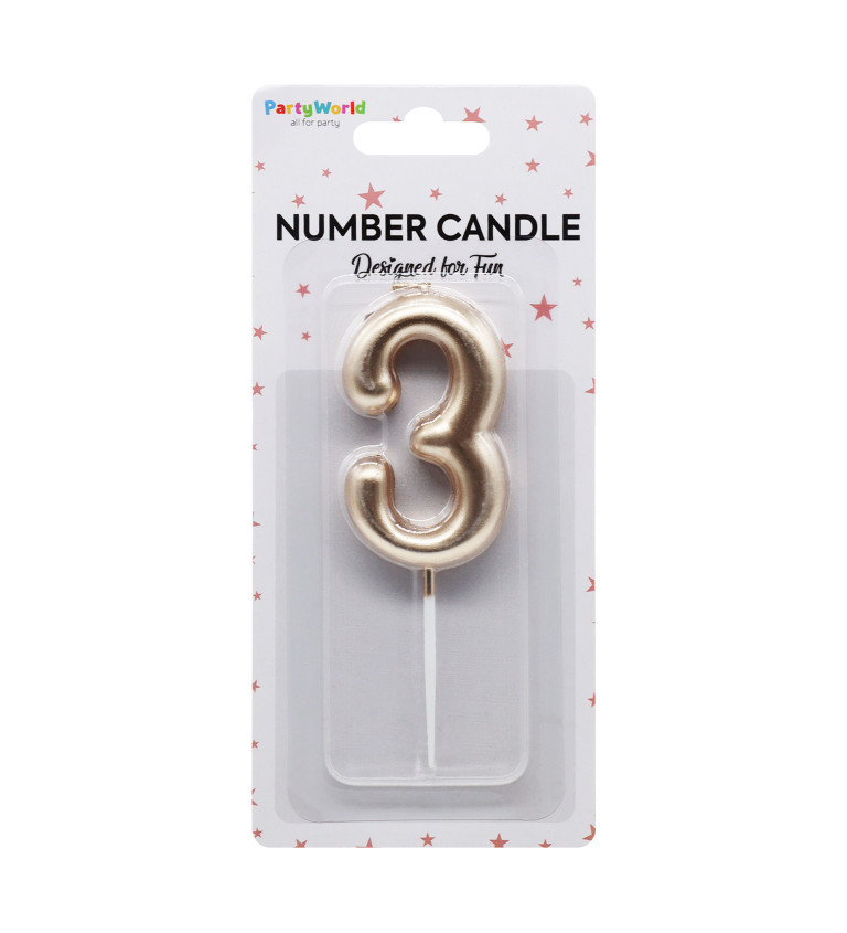Rosegold narozeninová svíčka: číslo 3