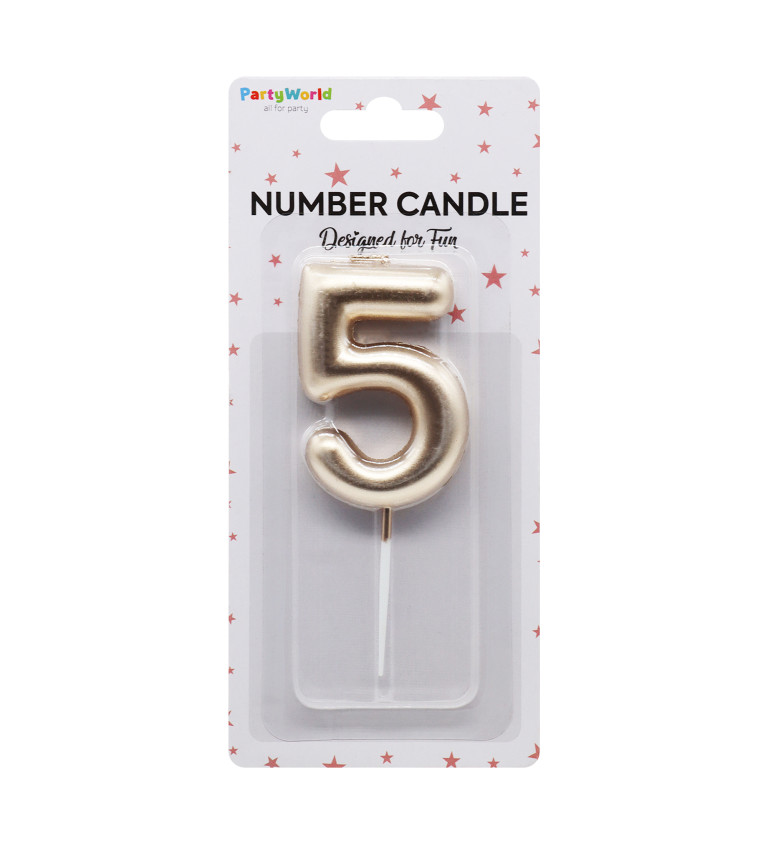 Rosegold narozeninová svíčka: číslo 5