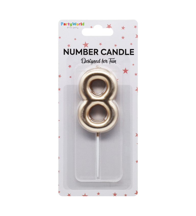 Rosegold narozeninová svíčka: číslo 8