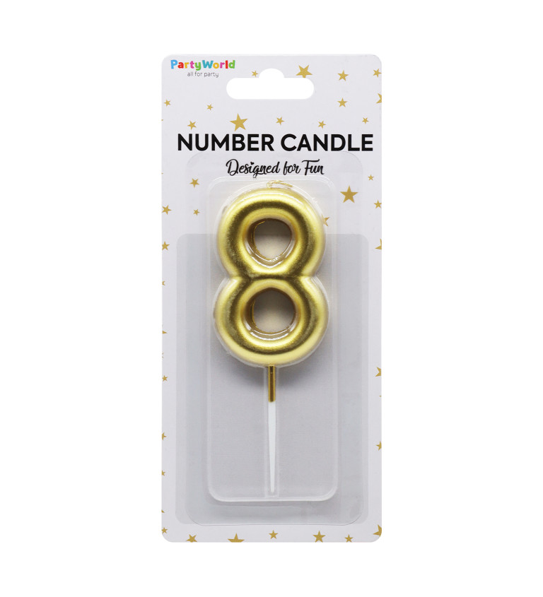 Zlatá narozeninová svíčka: číslo 8