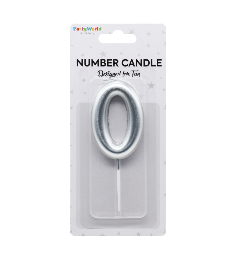 Stříbrná narozeninová svíčka: číslo 0