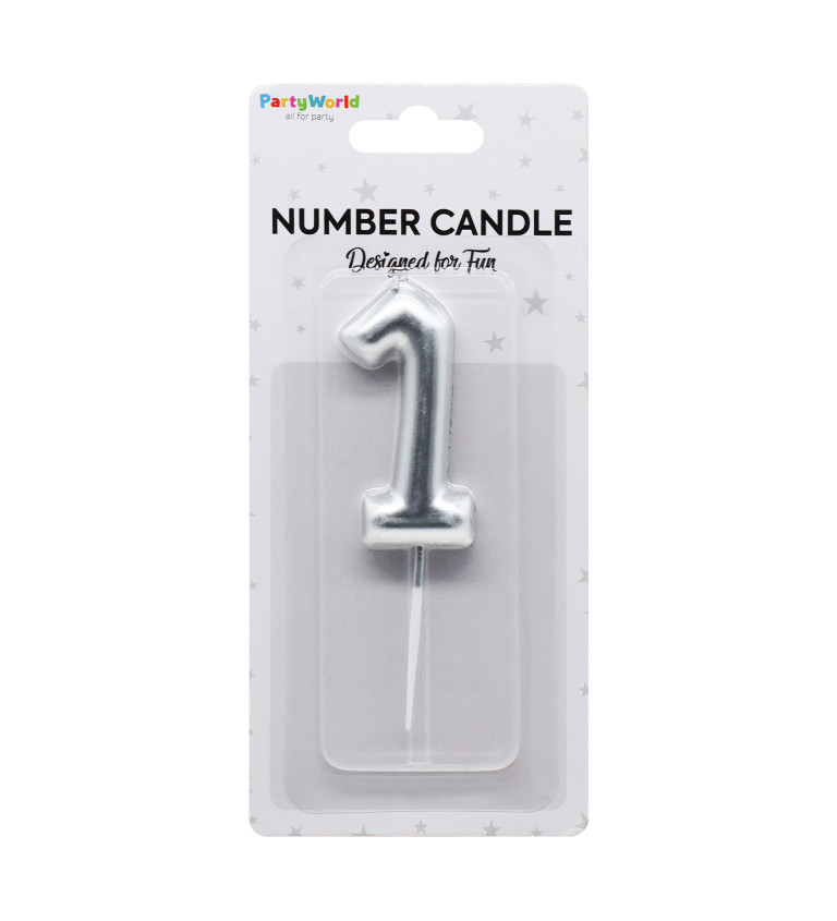 Stříbrná narozeninová svíčka: číslo 1