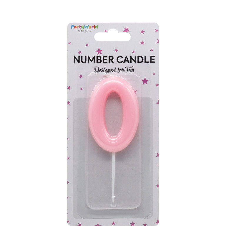 Růžová narozeninová svíčka: číslo 0