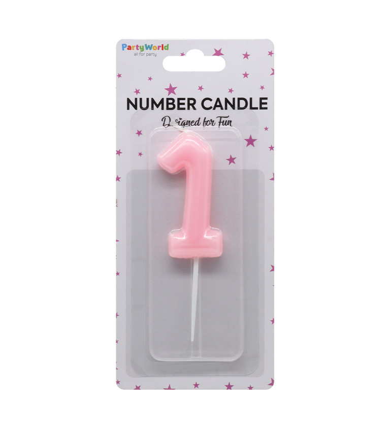 Růžová narozeninová svíčka: číslo 1
