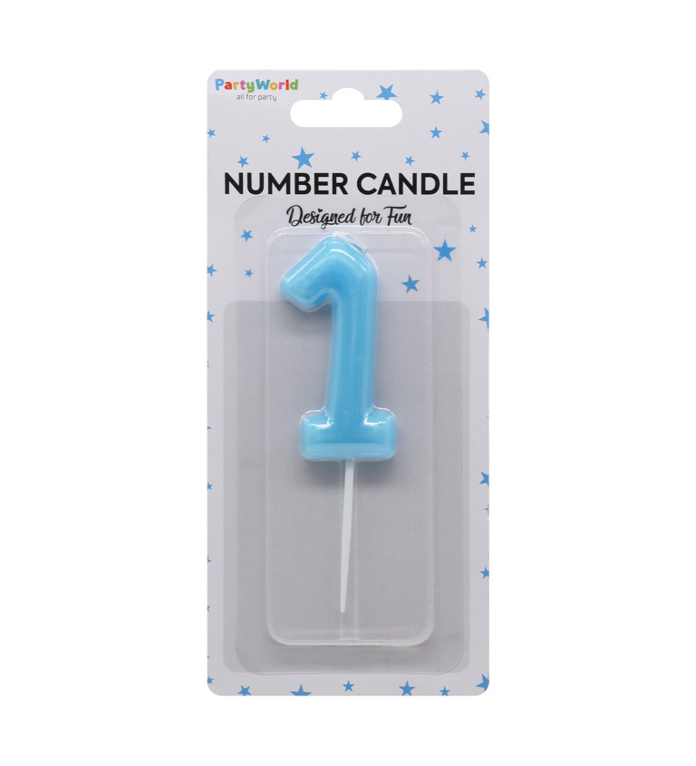 Modrá narozeninová svíčka: číslo 1