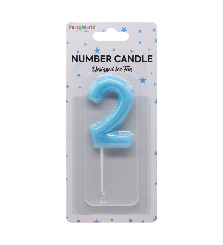 Modrá narozeninová svíčka: číslo 2