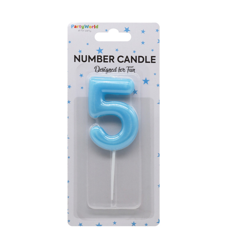 Modrá narozeninová svíčka: číslo 5