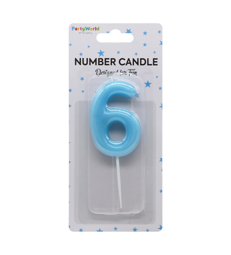 Modrá narozeninová svíčka: číslo 6