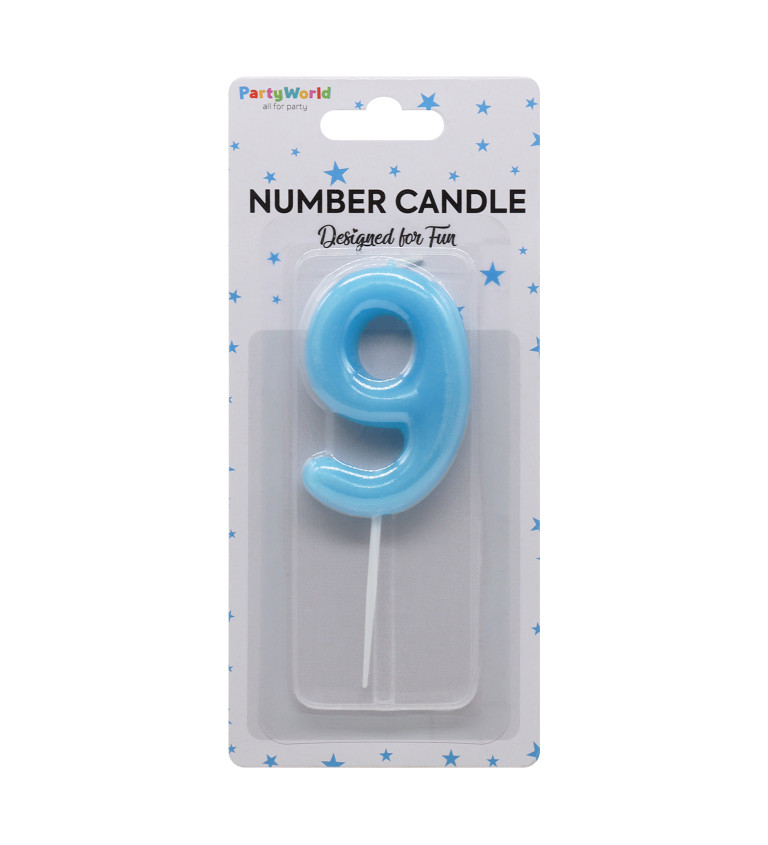 Modrá narozeninová svíčka: číslo 9