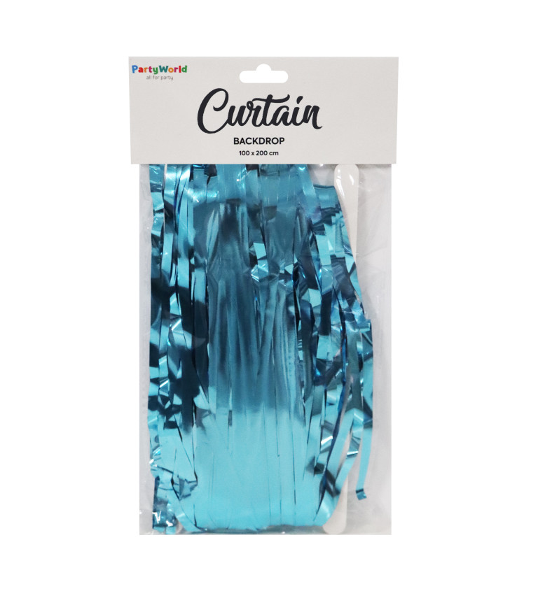 Lesklý světle modrý závěs