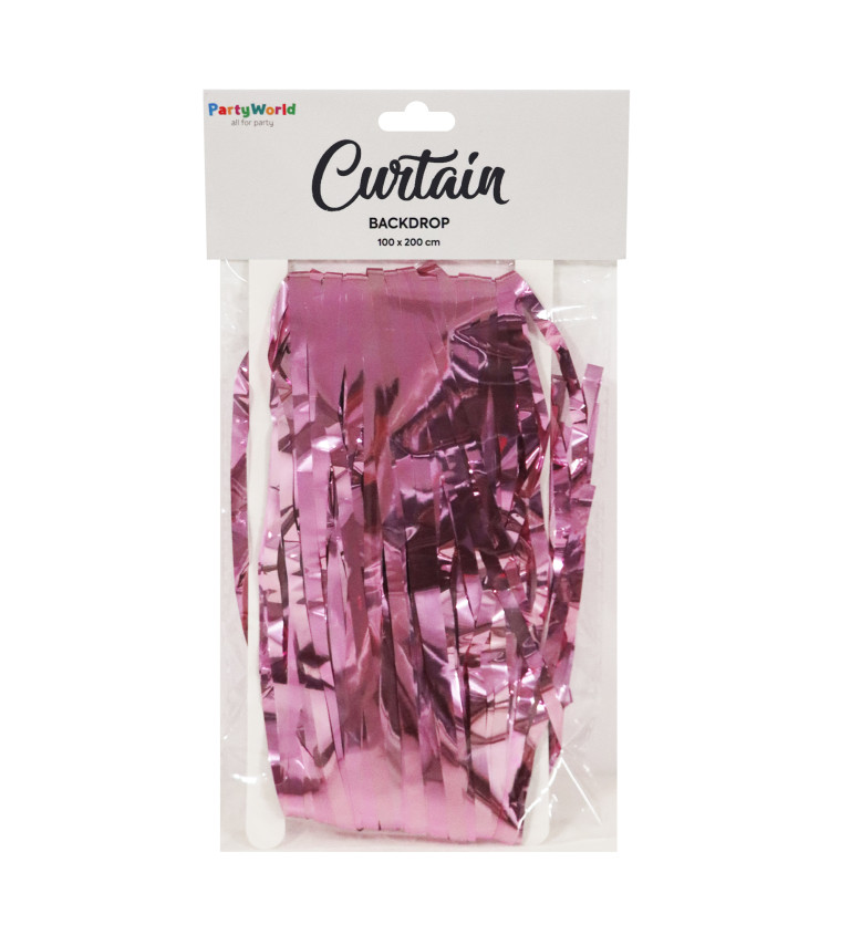 Lesklý růžový závěs