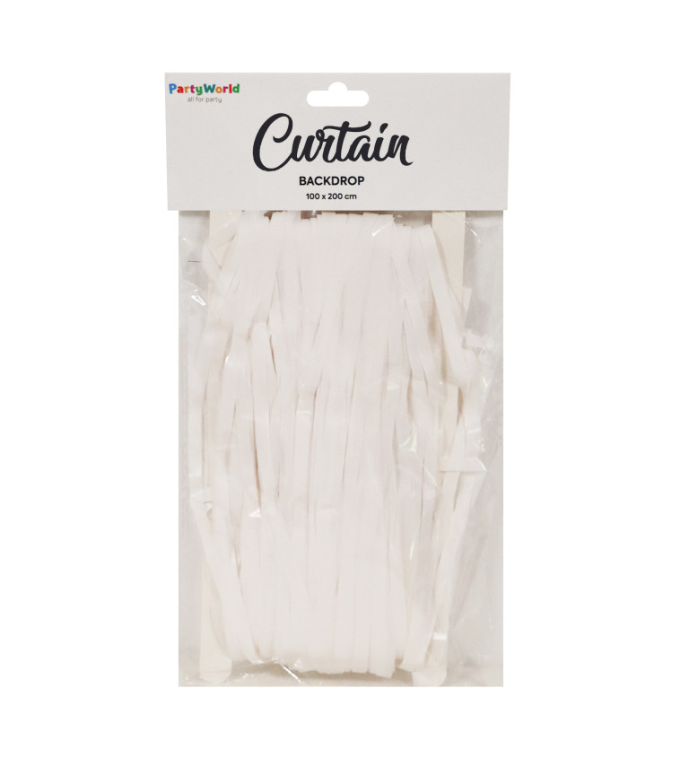 Lesklý bílý závěs