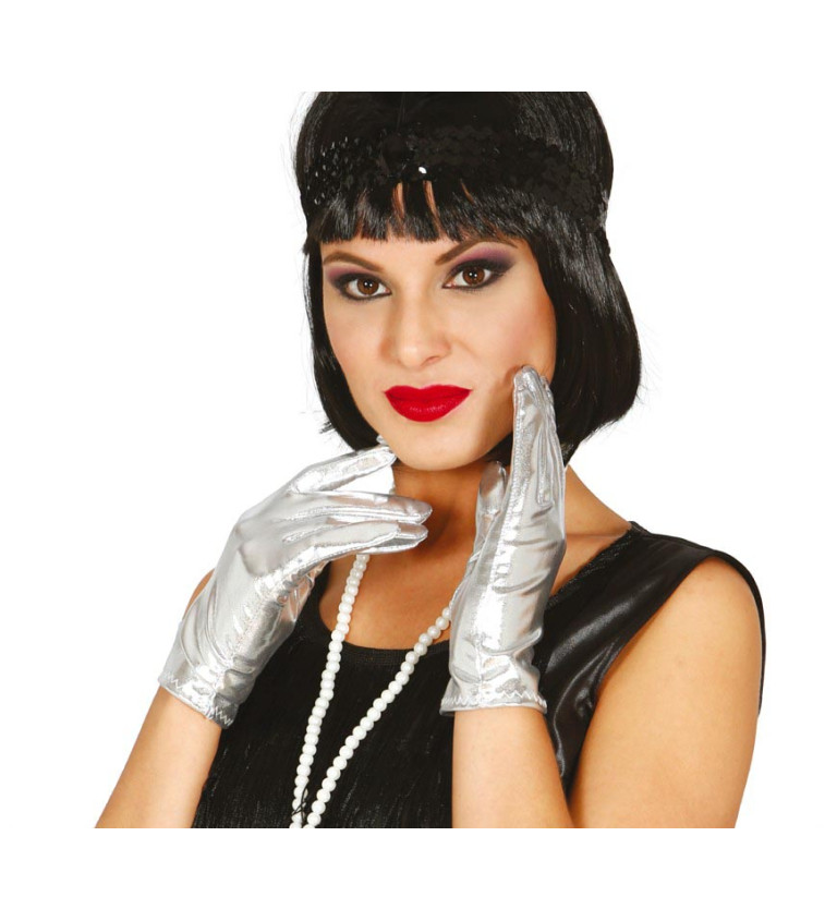 Krátké stříbrné rukavice