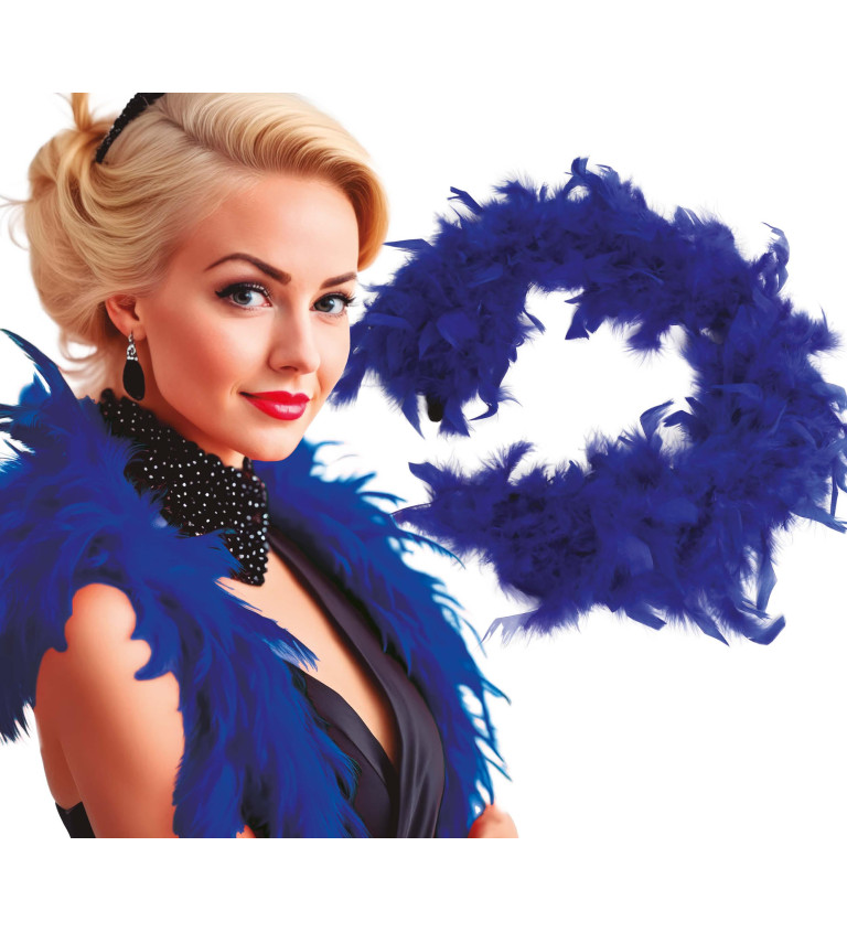 Péřové boa – modré