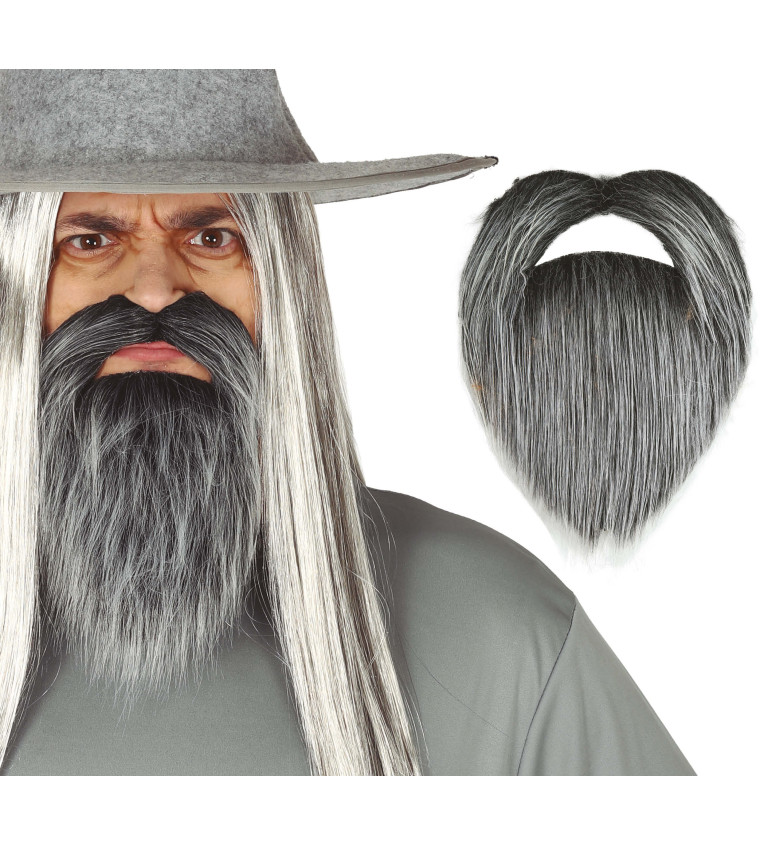 Šedá sada vousů a kníru