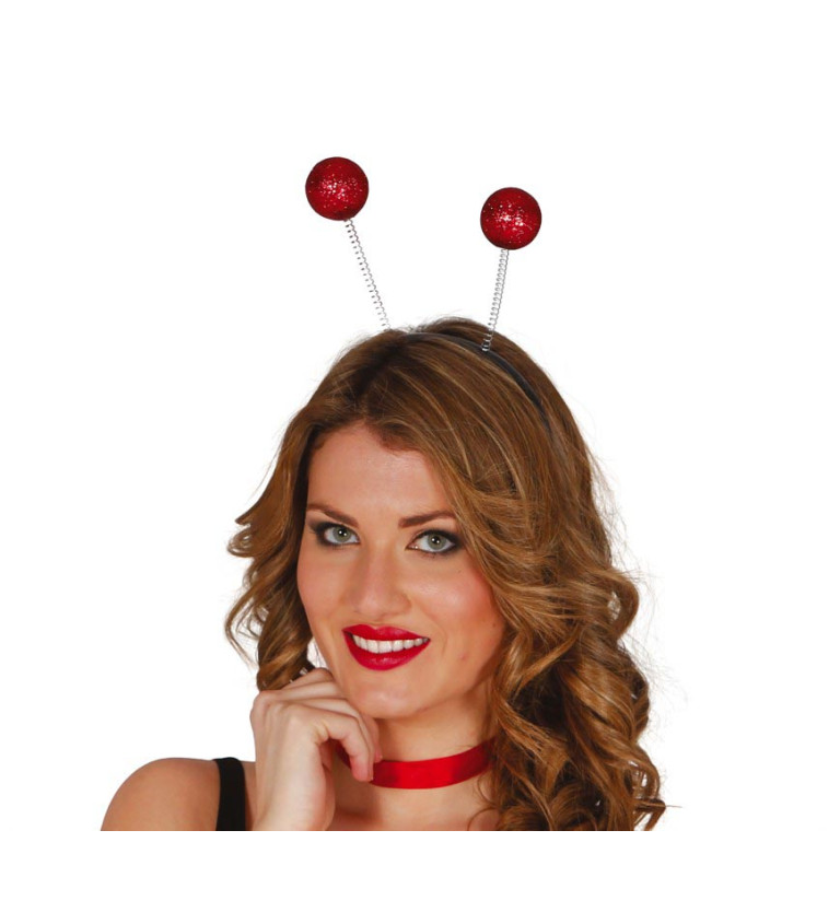 Červená čelenka s třpytivými kuličkami