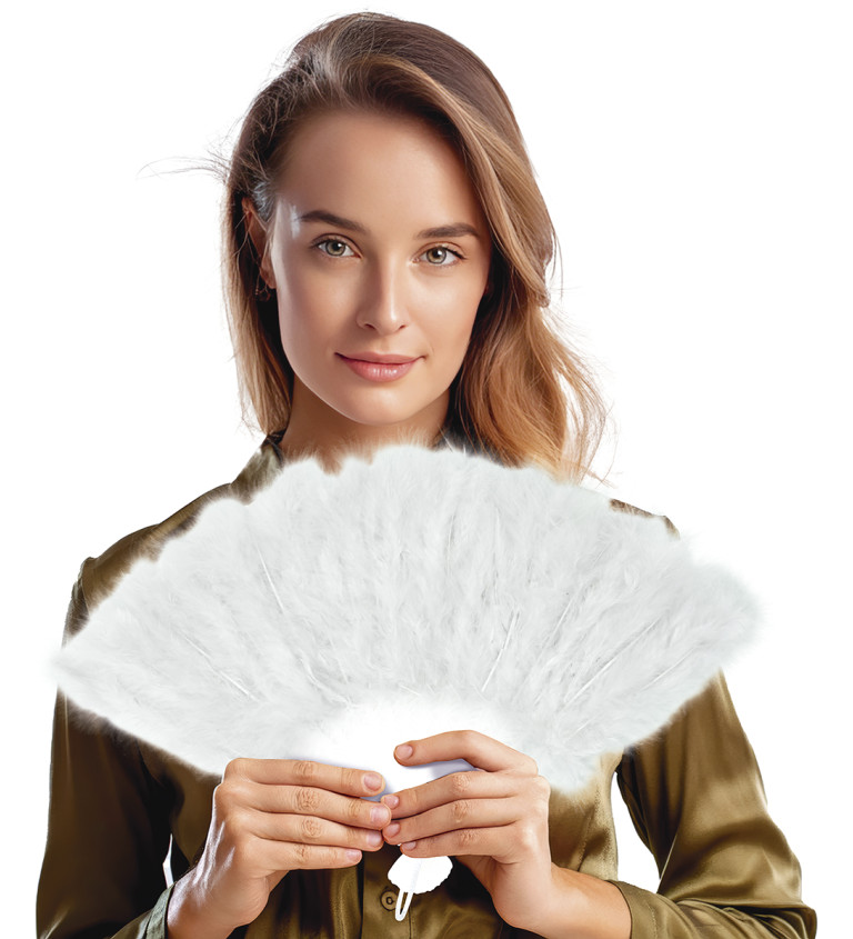 Elegantní vějíř z bílého peří