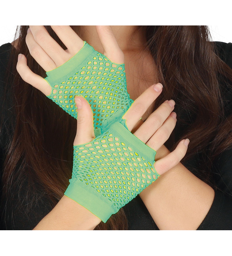 Síťované rukavice – neonově zelené, krátké