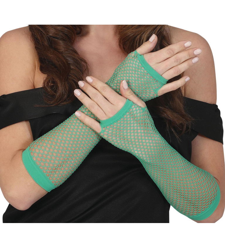 Síťované rukavice – zelené, dlouhé