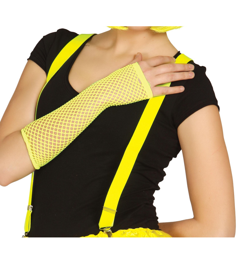 Síťované rukavice – neonově žluté, dlouhé