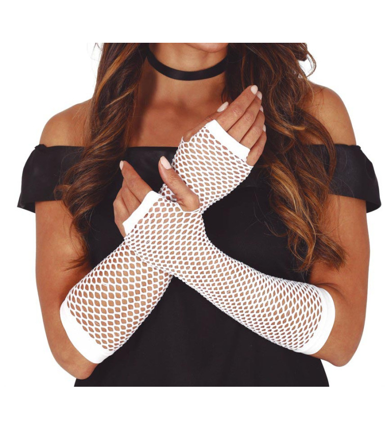 Síťované rukavice – bílé, dlouhé